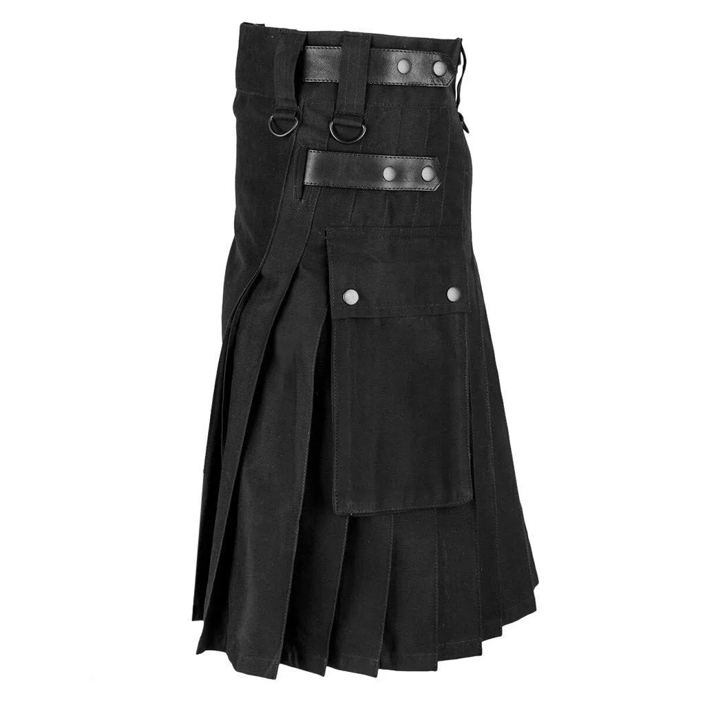 Falda Plisada Estilo Kendo para Hombre Diseño Punk Gótico Retro con Bolsillos Falda Escocesa de Moda Urbana Kilt de Algodón Ropa Alternativa Dark Academia n39