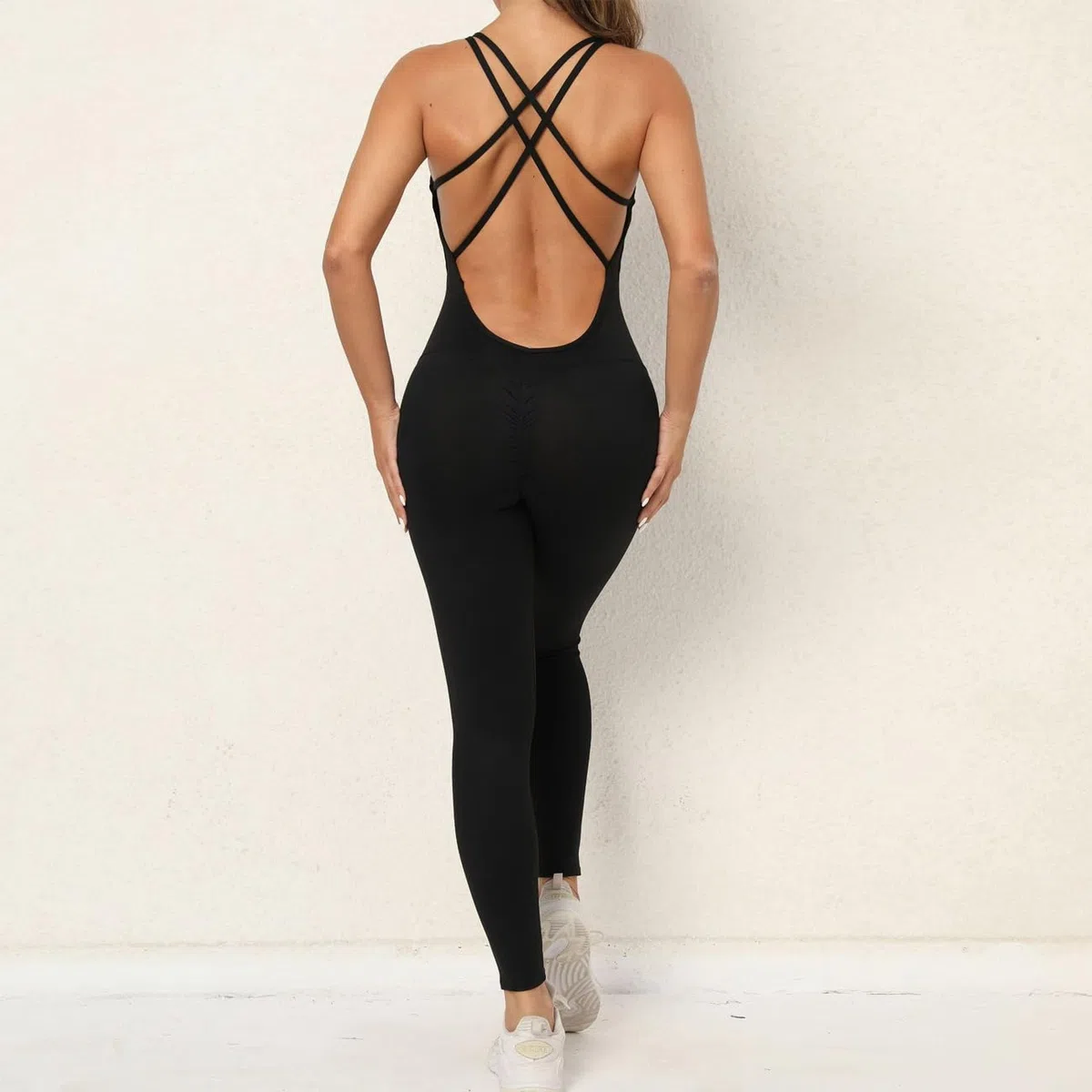 Mono Mujer Verano Largo Deportivo Jumpsuit Tirantes Cruzados Elegante Monos de Vestir una Pieza Ajustado Peto Bodysuit Fiesta Playa Fitness Yoga Gimnasio Entrenamiento