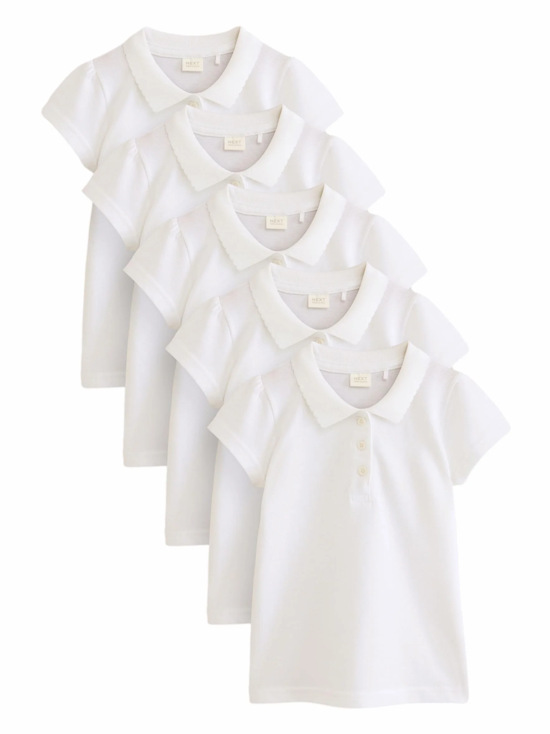 NEXT Niñas Pack de 5 Polos de Manga Corta de Corte Ajustado 100% algodón