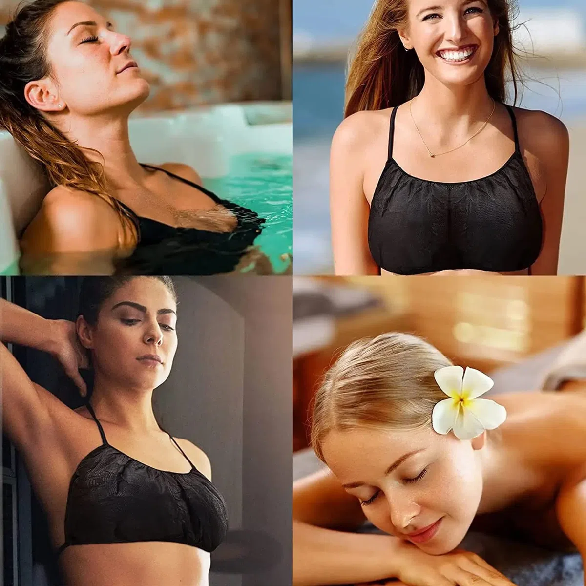 Syfunlv 50 brasieres desechables, súper suaves, de alta calidad, de tela no tejida, para mujeres, para spa, masaje, depilación, viajes, maternidad, hospital, viajes, playa, vacaciones, emergencia