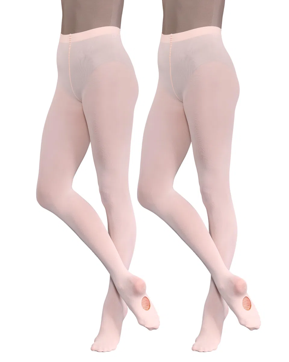 Silky Dance 2 pares de medias convertibles de ballet de danza, 60 denier, paquete múltiple para niñas, niños pequeños, adultos, mujeres, en rosa, rosa claro, blanco, negro, bronceado y bronceado claro