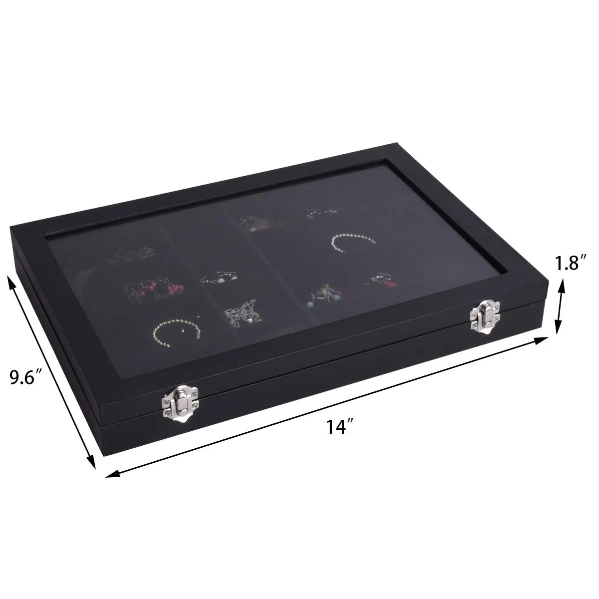 AUTOARK Cajas para Joyas con Terciopelo,joyero con 24 Compartimentos,Negro,AJ-083