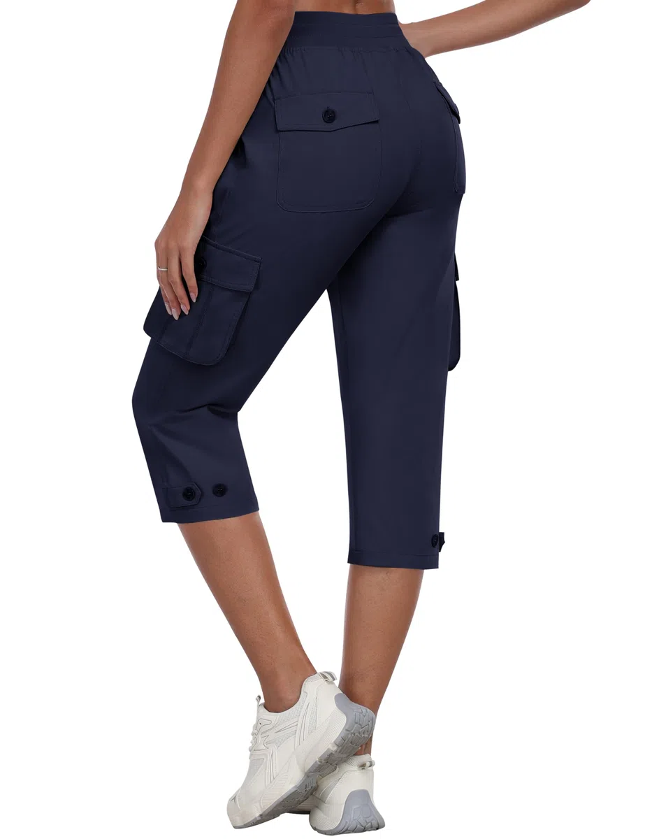 MoFiz Pantalones Trekking Mujer Capri Cargo Pantalón de Senderismo Acampar Pantalon con Bolsillo Montaña Protección UV Transpirable