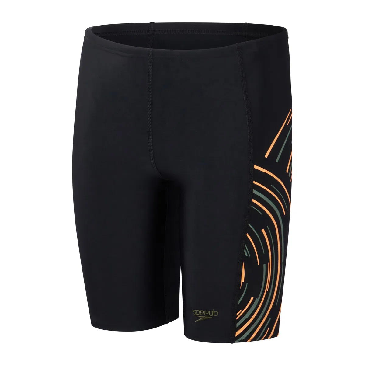 Speedo Traje de baño Plastisol Placement Jammer para niños, color negro y verde