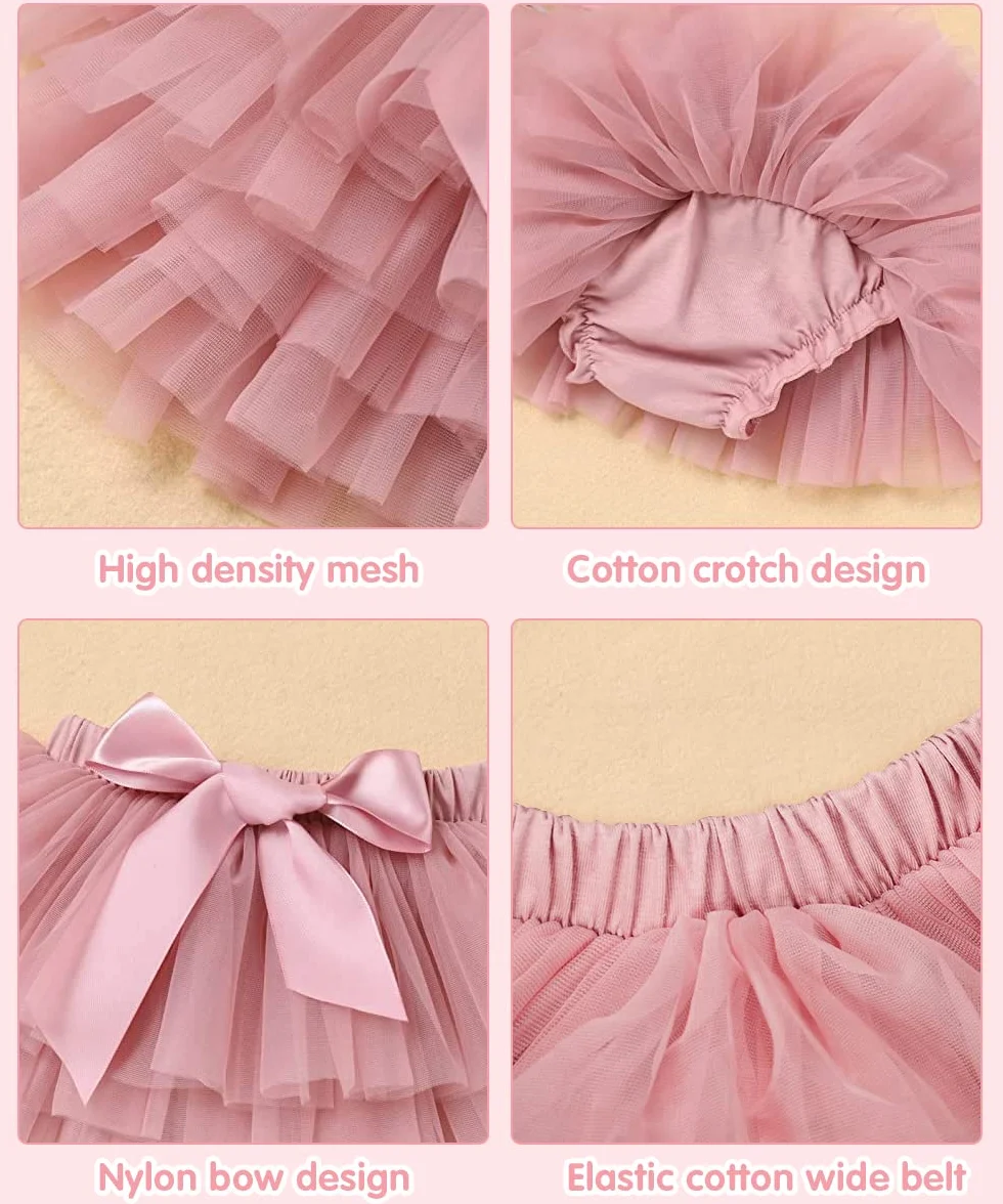 Conjunto Cumpleaños 1 Año Niña, Traje Primer Cumpleaños Bebés, 4 Piezas Set de Ropa Mameluco, Falda de Tutú Rosa, 2 Piezas Bebé Diadema, Bebé Niña Conjunto per la Fiesta, Fotografía