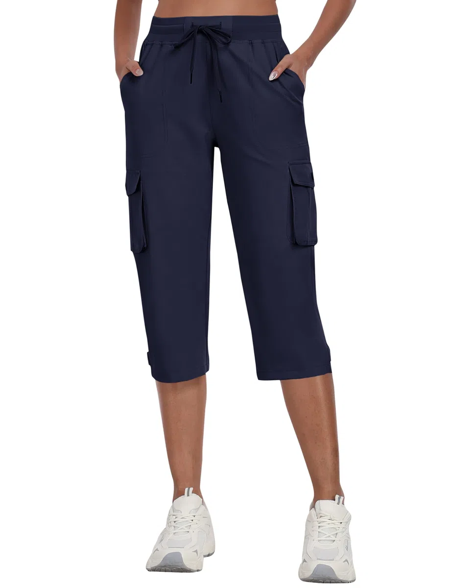 MoFiz Pantalones Trekking Mujer Capri Cargo Pantalón de Senderismo Acampar Pantalon con Bolsillo Montaña Protección UV Transpirable
