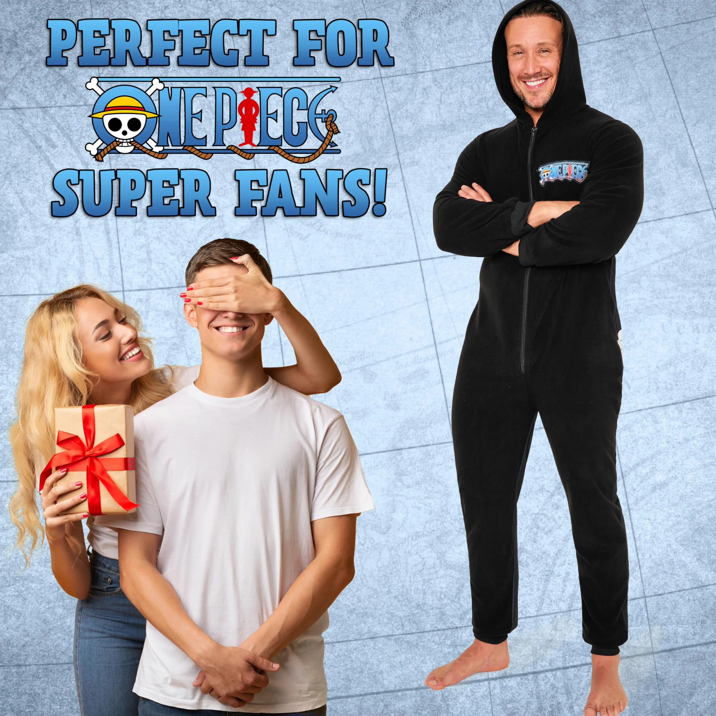 One Piece Pijama Hombre - Pijama Hombre Entero, Onesie Cierre Cremallera Completo, Talla S-3XL, Regalo Navidad