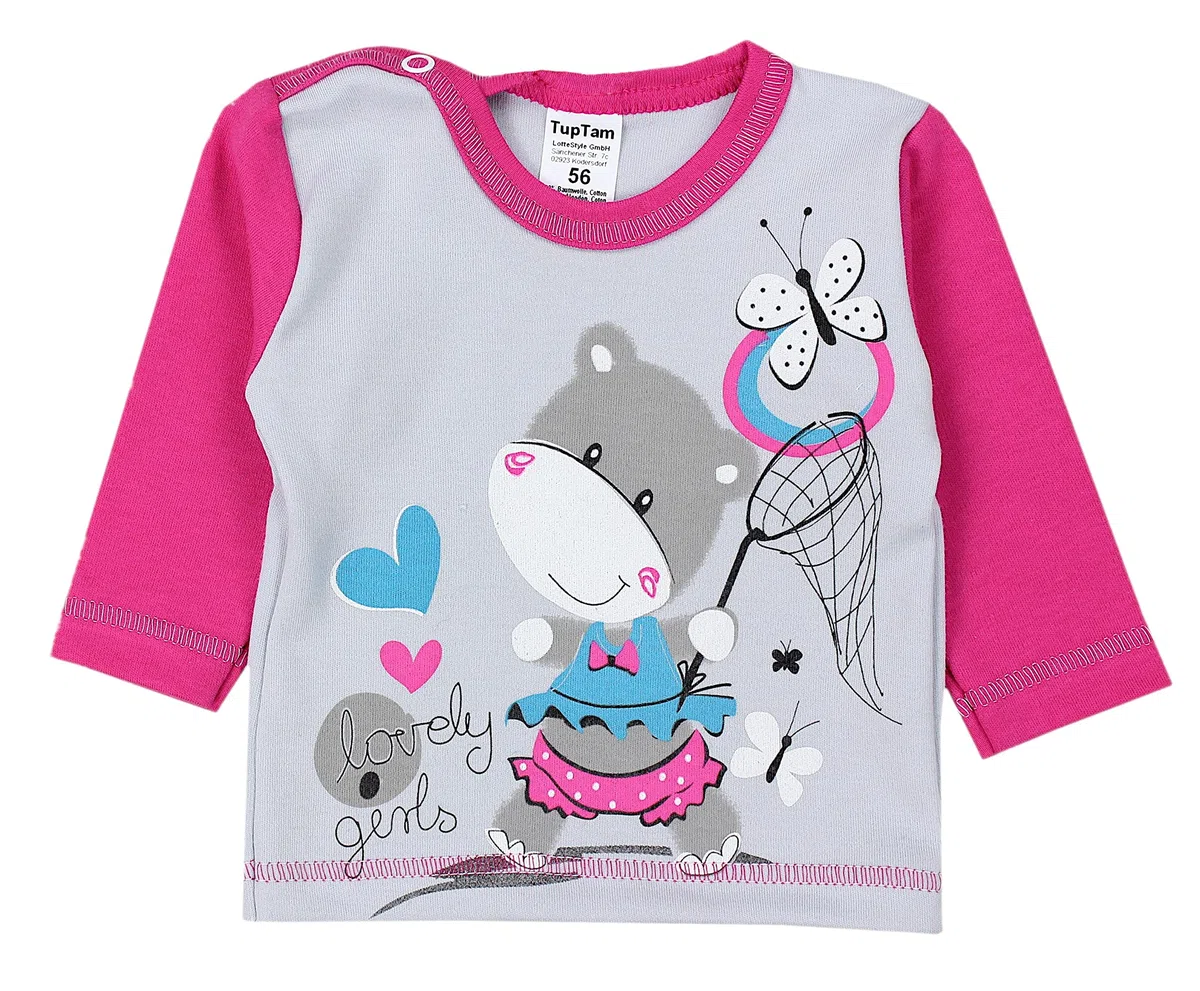 TupTam Blusas de bebé, Manga Larga con Estampado, Paquete de 3 uds.