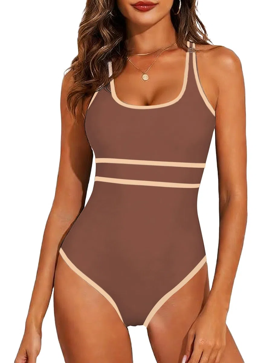 Rayson Bañadores Mujer Reductor Barriga Trajes de Baño Una Pieza Cuello en U Push up Ropa de Baño Deportivo de Chaleco