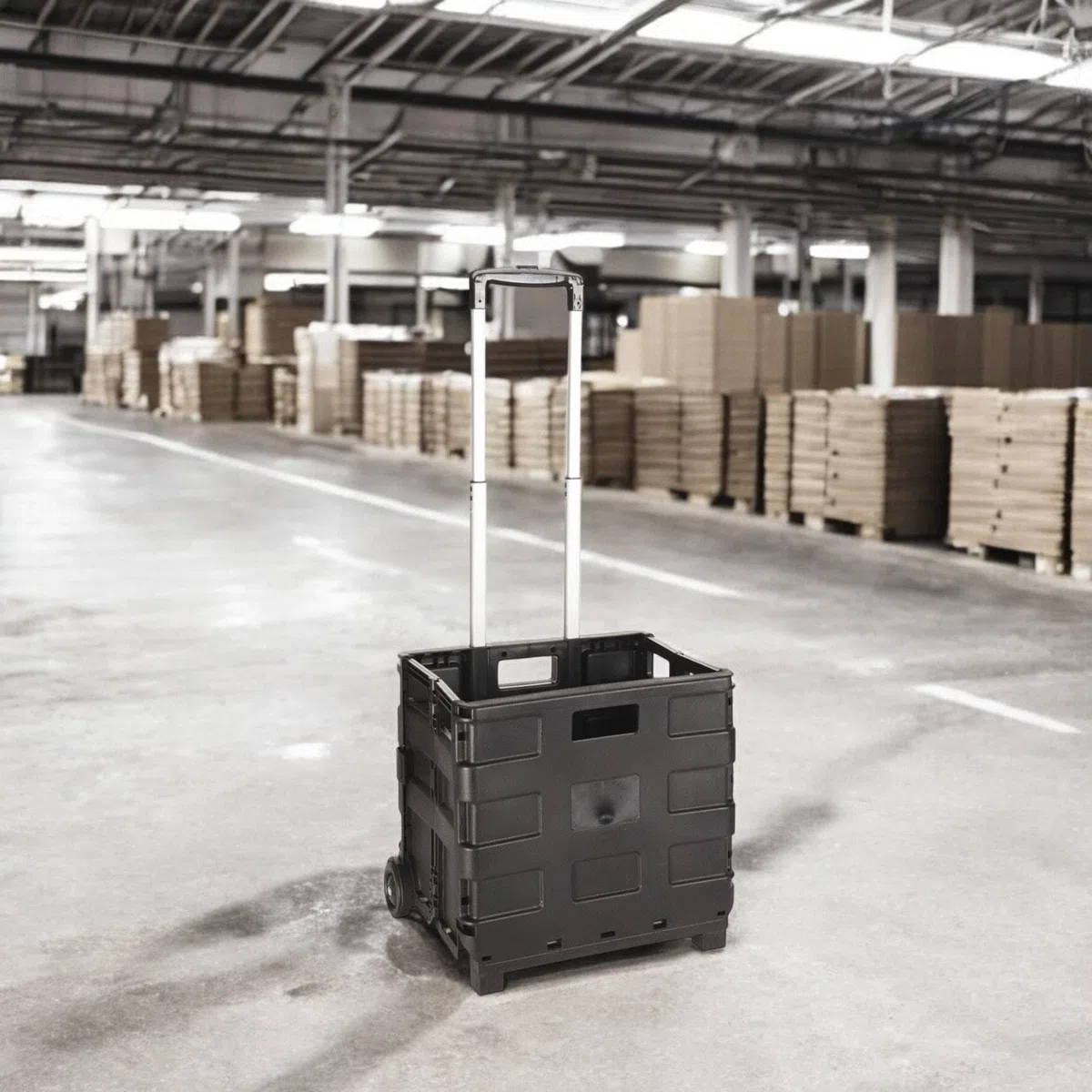 Trolley de Aluminio con Caja Plegable Negro