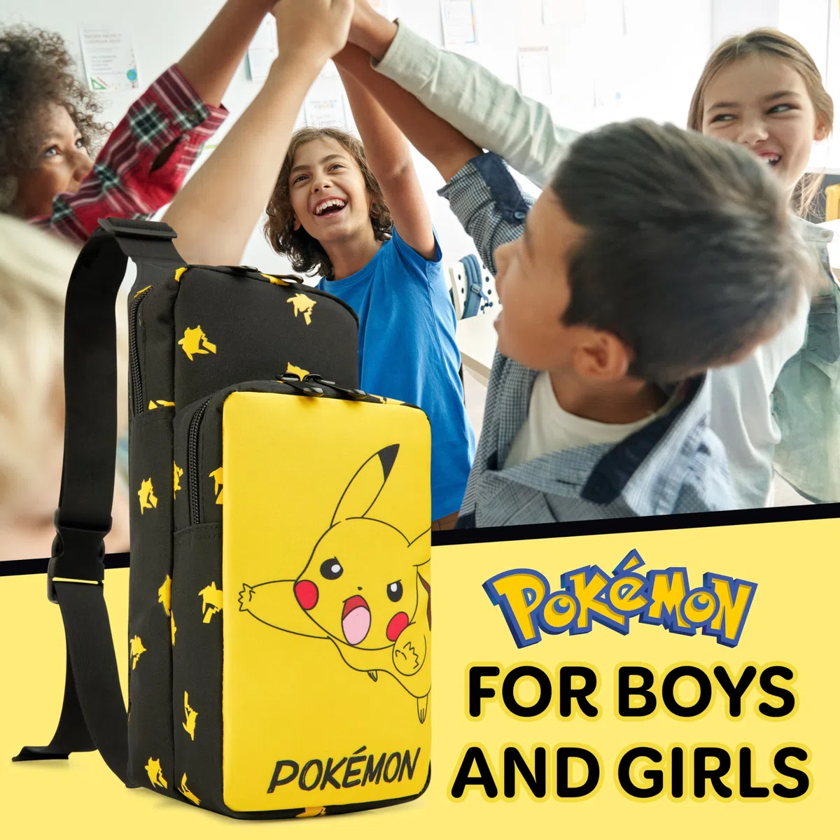 Pokemon Bolso Cruzado Niño - Bolso de Hombro Accesorios para Niños Correa Ajustable Bolsos para Niños - Regalos