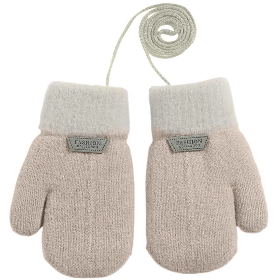 NJCXOLA Guantes Invierno Niños Manoplas Guantes Termicos de Punto con Forro Polar Cuerda Cuello para Bebé Niños Niñas 0-3 Años