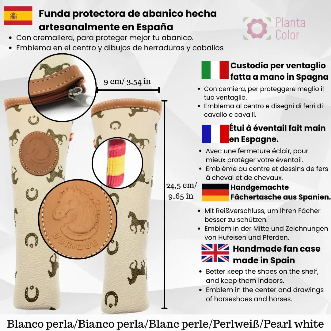 Abanico Plegable con Funda. Tela Estampada de Algodón sobre Madera. Dibujos de la Cultura española (Flamenco, Toreros, Toros, Bailaores etc...) (3 bailaoras Rojo)