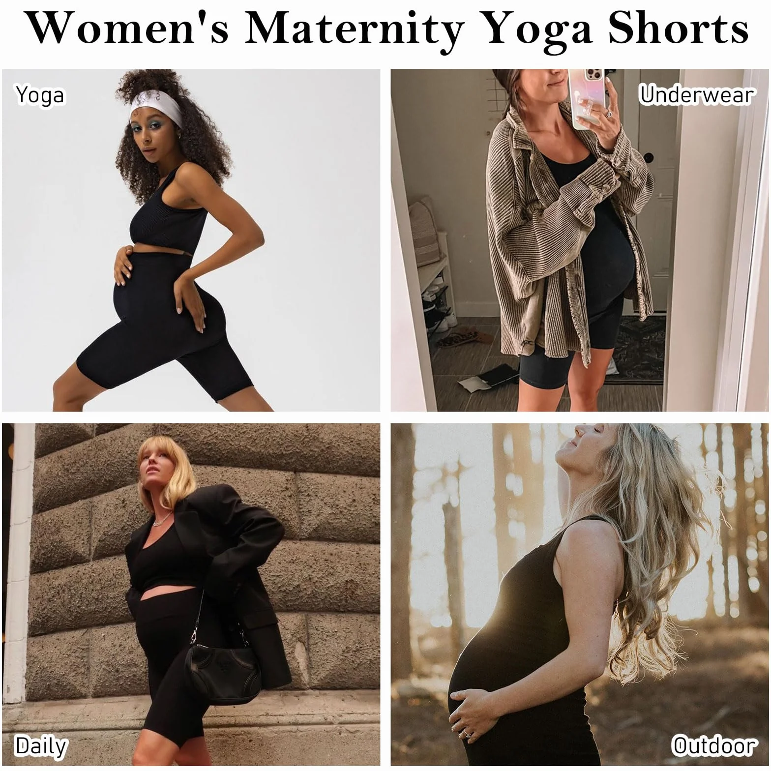 Pantalones Cortos de Maternidad para Mujeres sobre el Vientre Embarazo Pantalones Cortos de Motorista Workout Active Running Yoga Shorts