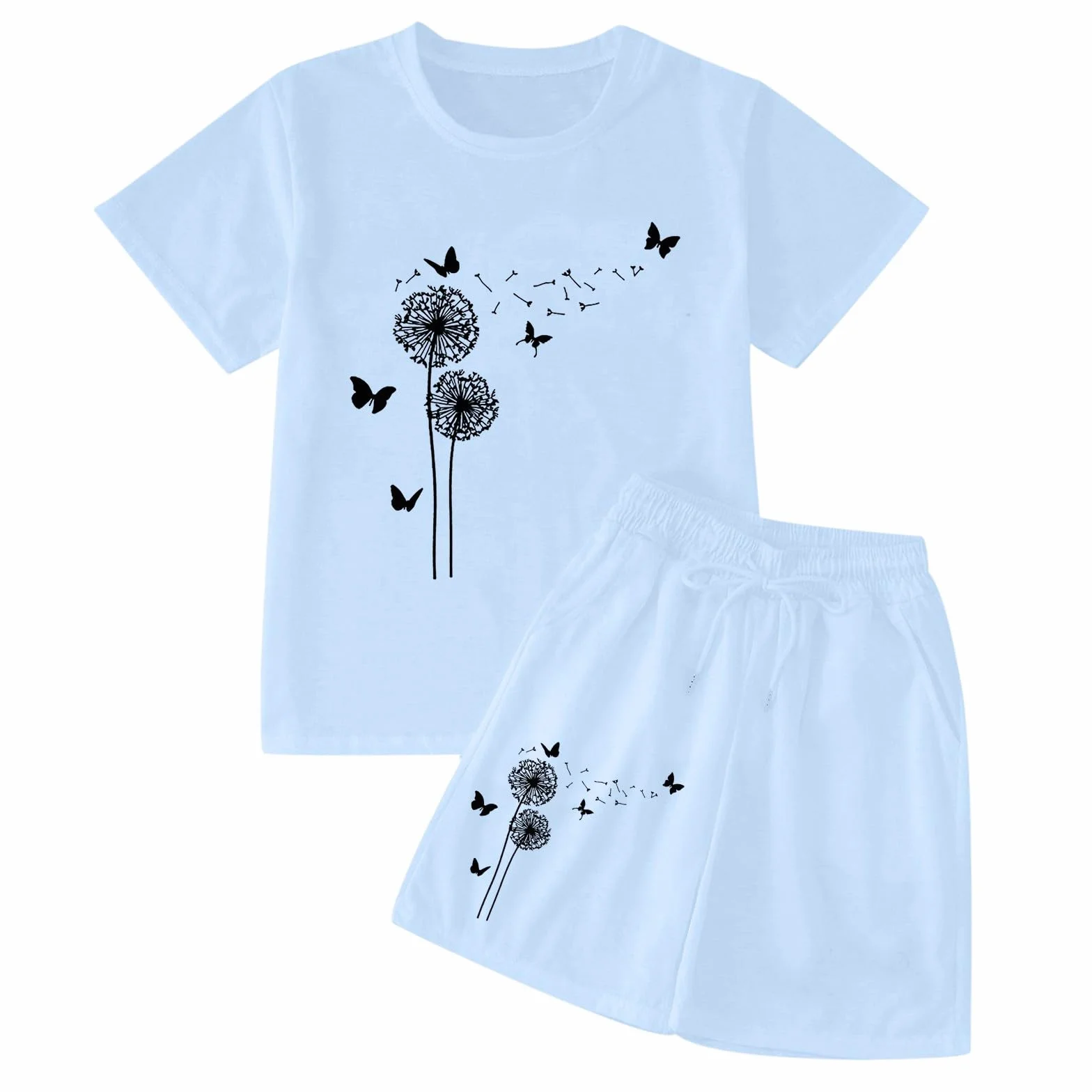 Chándal para niña, ropa deportiva, chándal para niños, niñas, verano, informal, manga corta, juego para camiseta, bolsillo superior, pantalones cortos