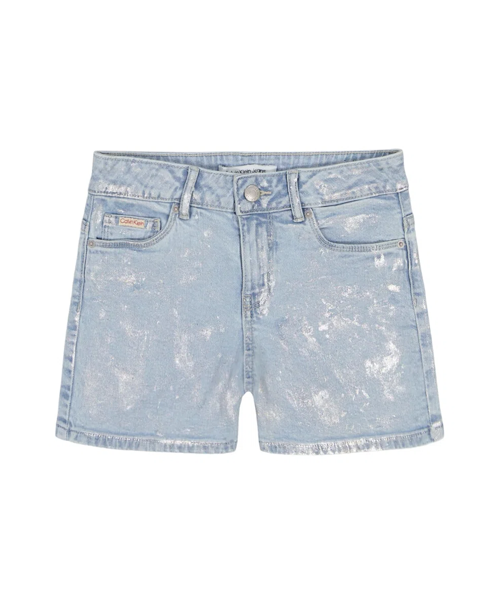 Calvin Klein Pantalones cortos de mezclilla elásticos para niña