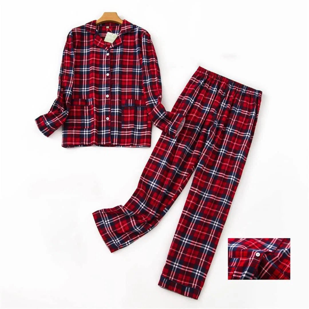 Conjunto de Pijama de Invierno para Mujer,Franela de algodón, Pantalones Largos, Traje para Dormir, 16 M
