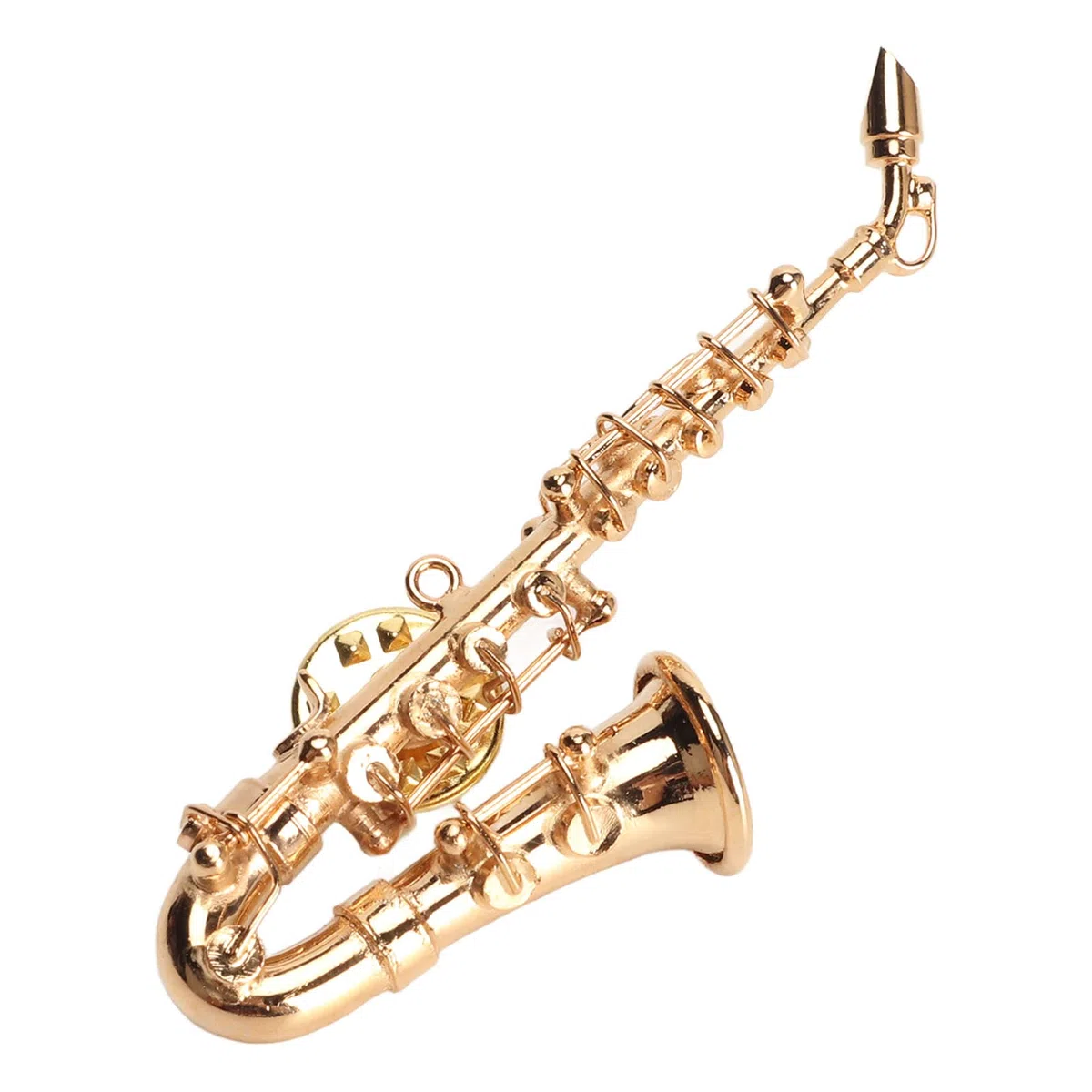 Broche de Instrumento Musical, Forma de Saxofón Realista Broche Musical en Miniatura Moda Dorada Exquisita con Caja de Regalo para Cumpleaños