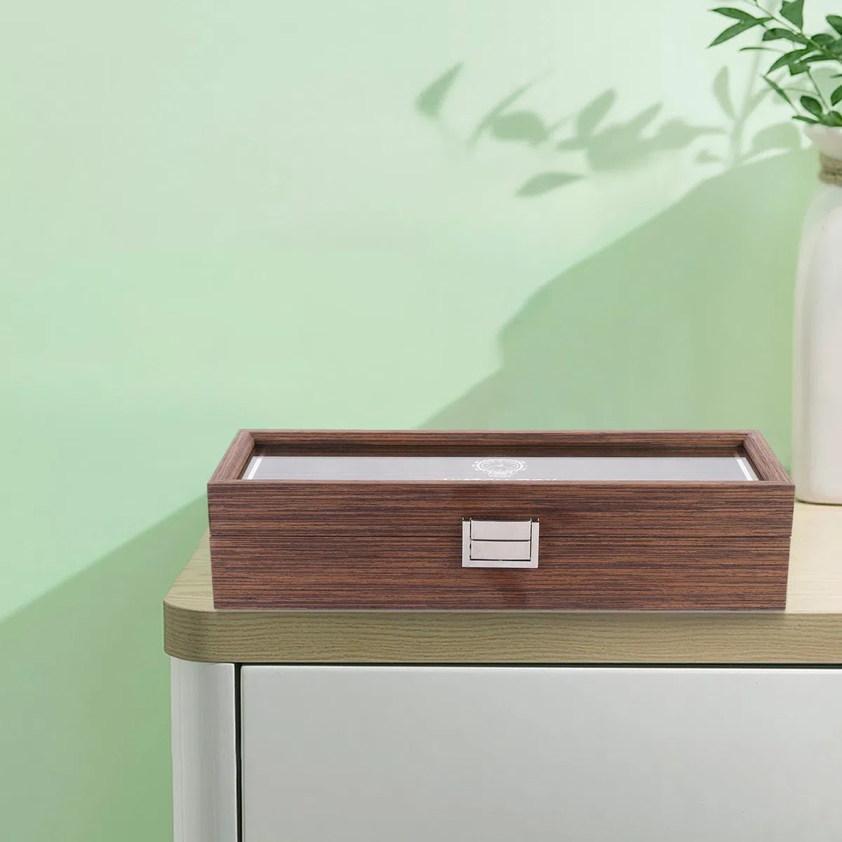 Angoily Caja de Relojes de Madera Roja 6 Ranuras, Estuche Elegante y Vintage para Proteger y Organizar Relojes, Adecuado para Obsequio de Cumpleaños
