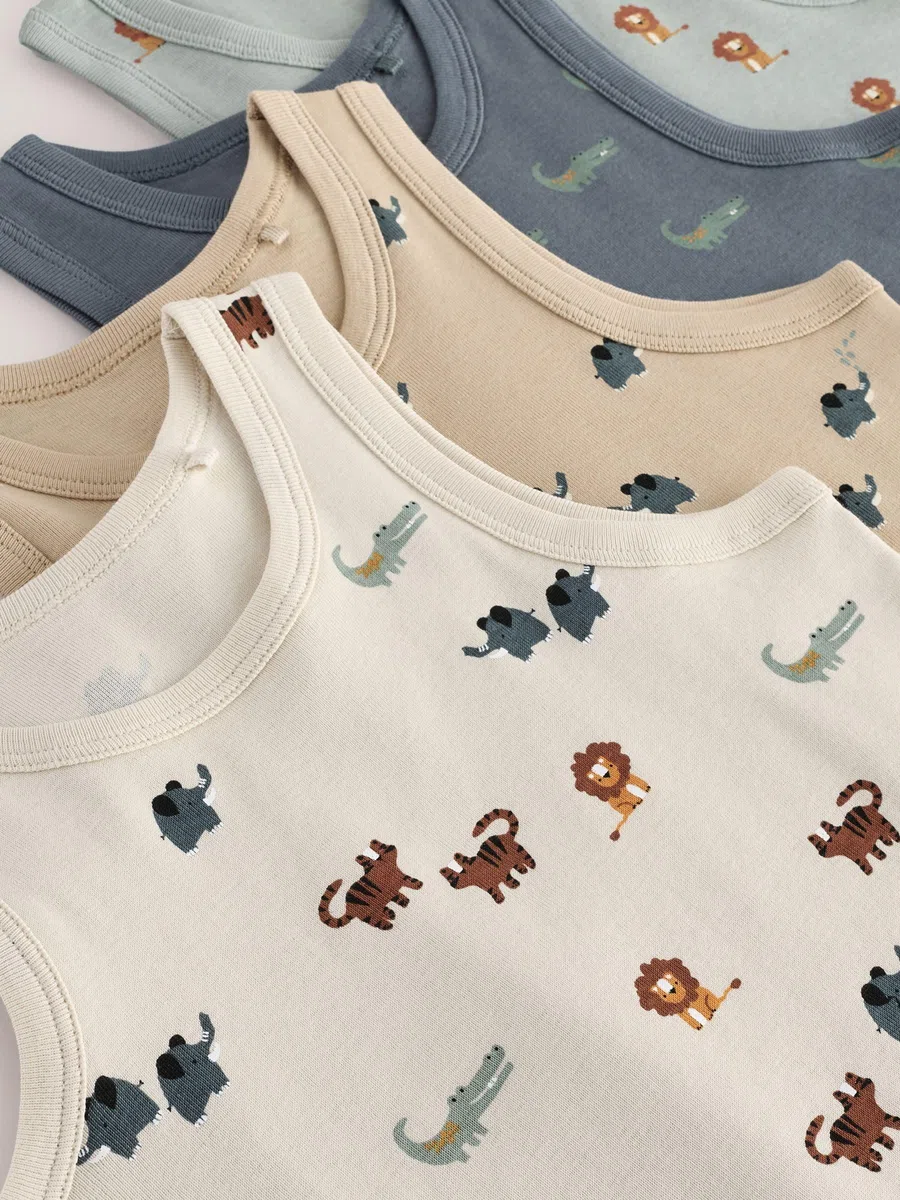 NEXT Niños Pack de 5 camisetas sin mangas 100% algodón