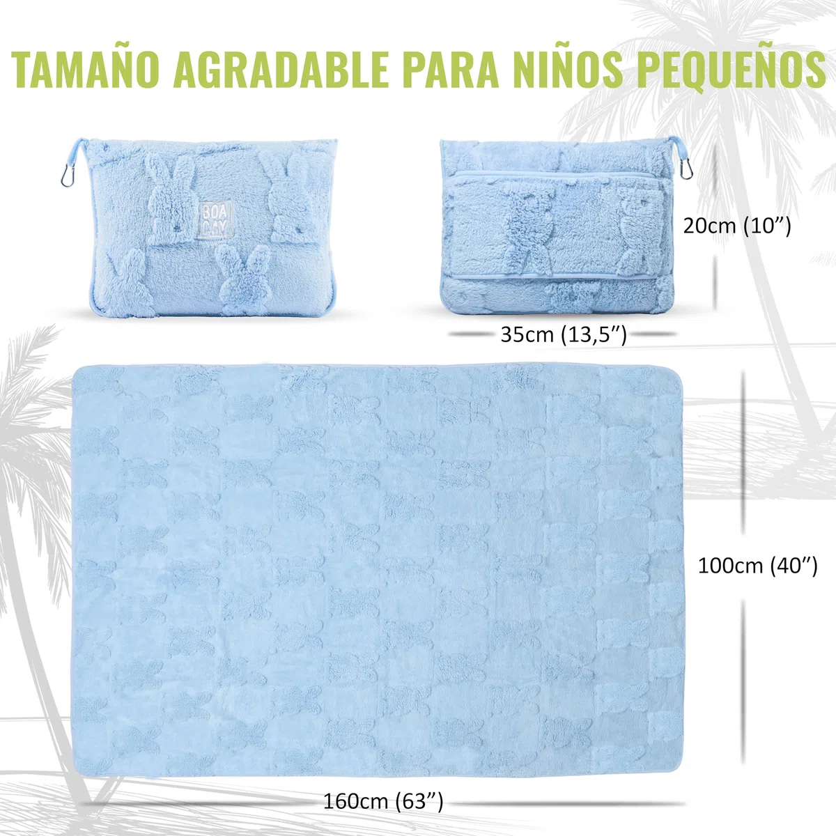 BOACAY Manta de Viaje para Niños Pequeños para Avión, Automóvil - Suave Manta para Niños para el Cuidado Diurno - Almohada para Niñas, Niños con Clip para Mochila, Manga para Equipaje