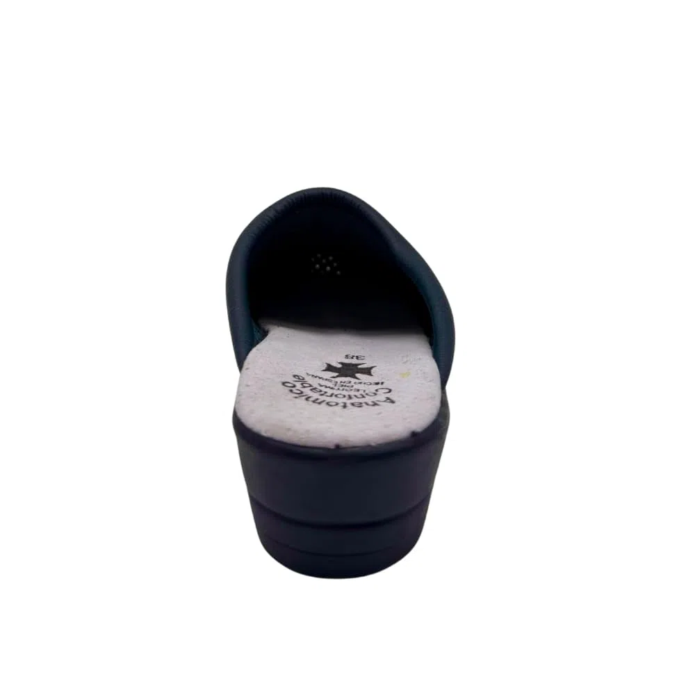 Zuecos Mujer Antideslizantes de Trabajo Calzado Sanitario y ortopédico cómodo para Enfermera, Cocina u Hospital Zapatillas de Piel o Goma Blancas y Azules de la Talla 35 a 41