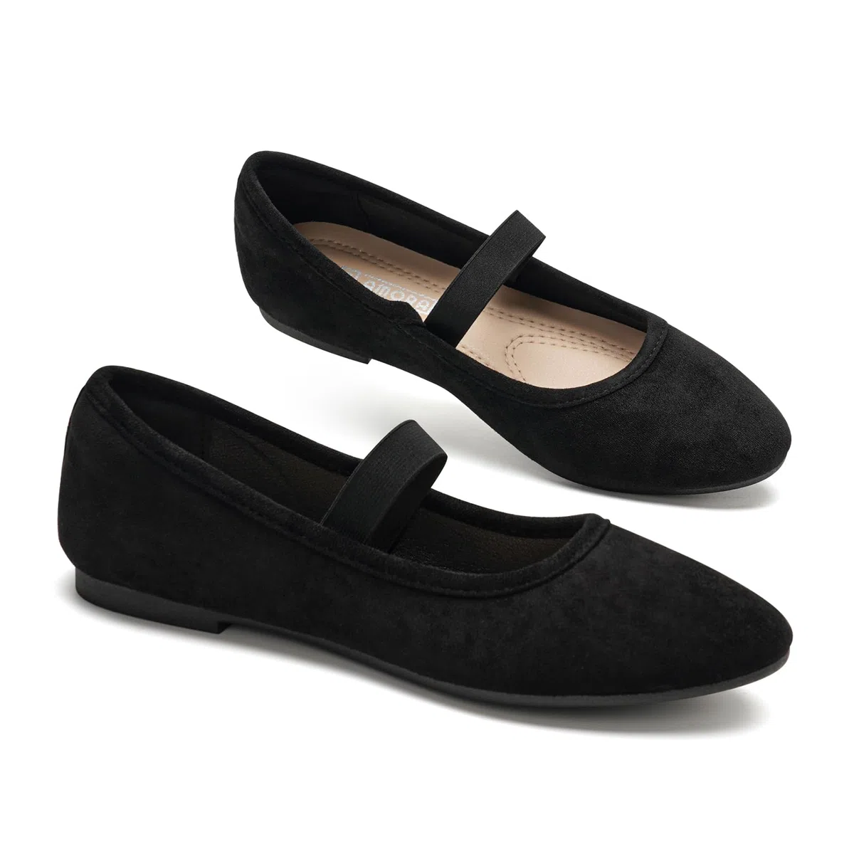 GLAMORA Merceditas Mujer Bailarinas Manoletinas Mary Jane Ante Sintético Tira Elástica Zapatos Planos Flexibles Antideslizantes Transpirables Plantilla Acolchada Suela Goma