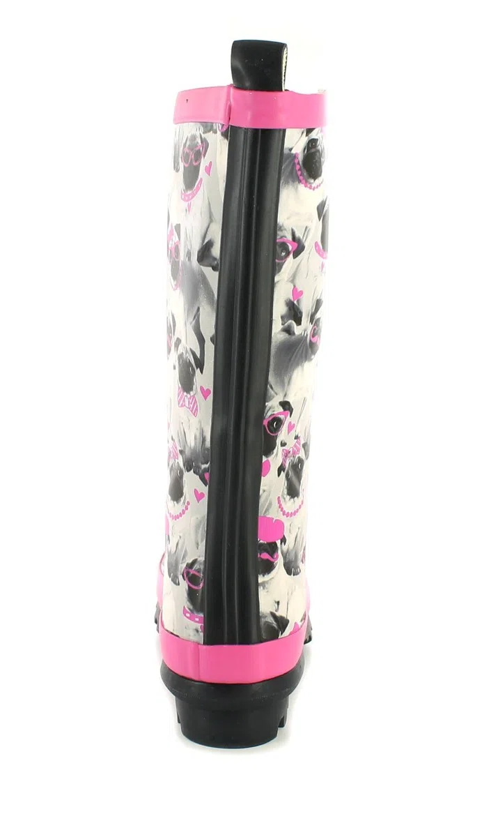 Nuevo niña/Infantil Gris/Rosa Lindo Cerdito Botas de Agua Estampadas - Gris Carlino Estampado - GB Tallas 1-13