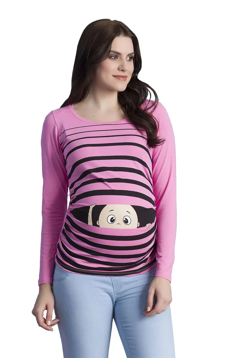 Ropa premamá Divertida y Adorable, Camiseta con Estampado, Regalo Durante el Embarazo - Manga Larga