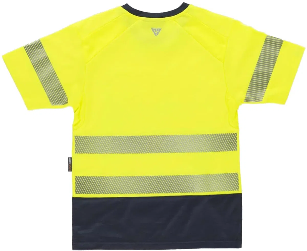 WORKTEAM Camiseta Alta Visibilidad con Interior de Algodón, Manga Corta con Reflectante Segmentado EN ISO 20471, con Tejido de Rejilla Debajo del Brazo. Unisex