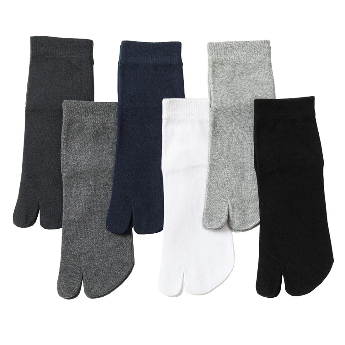 Tabi - Calcetines tobilleros de algodón con dos dedos para hombre, para correr, 6 pares, Multicolor, 6-10