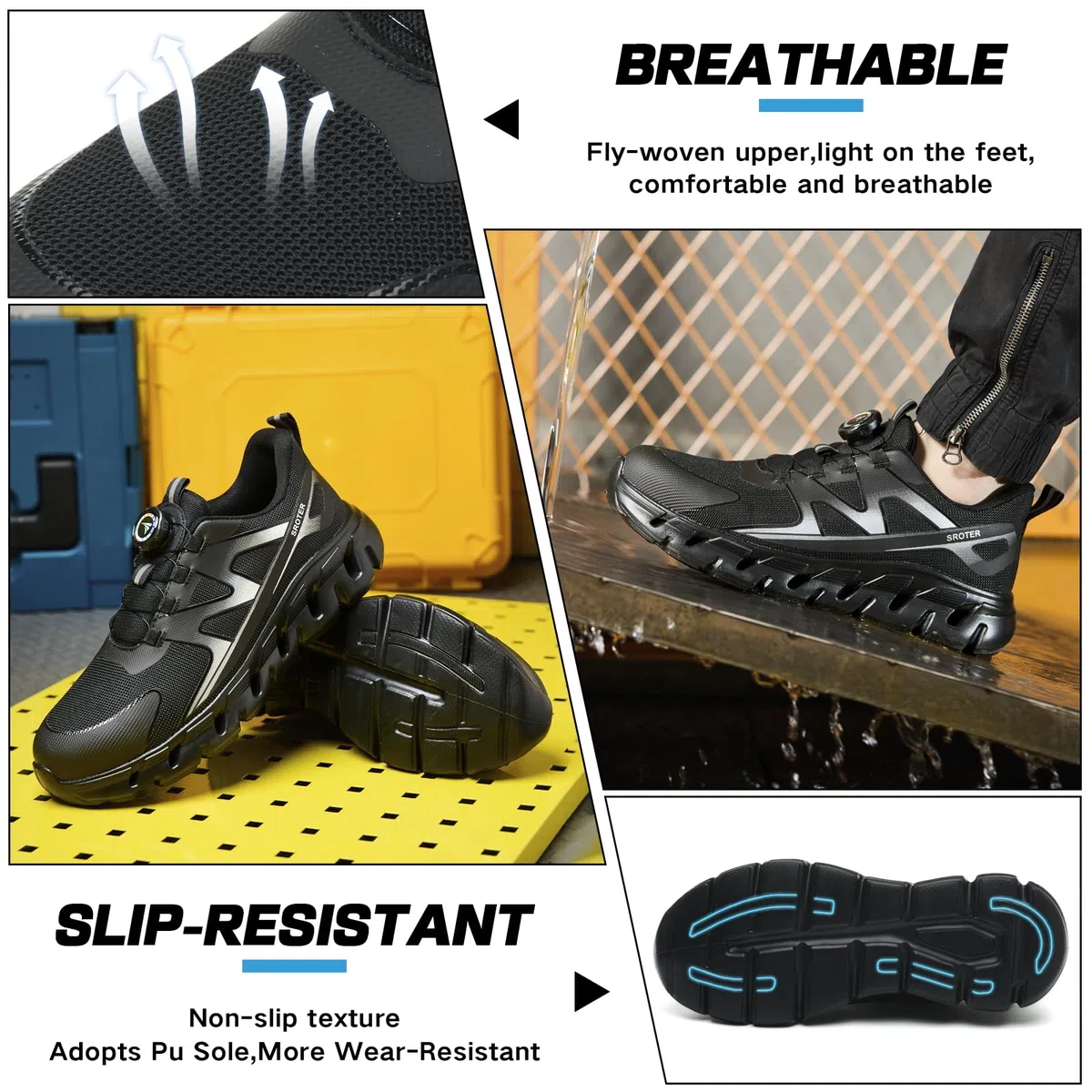 AEKYIWL Zapatos de Seguridad Hombre Mujer Calzado de Seguridad Ligero Comodo Zapatillas Trabajo Transpirable Antideslizante Botas Trabajo