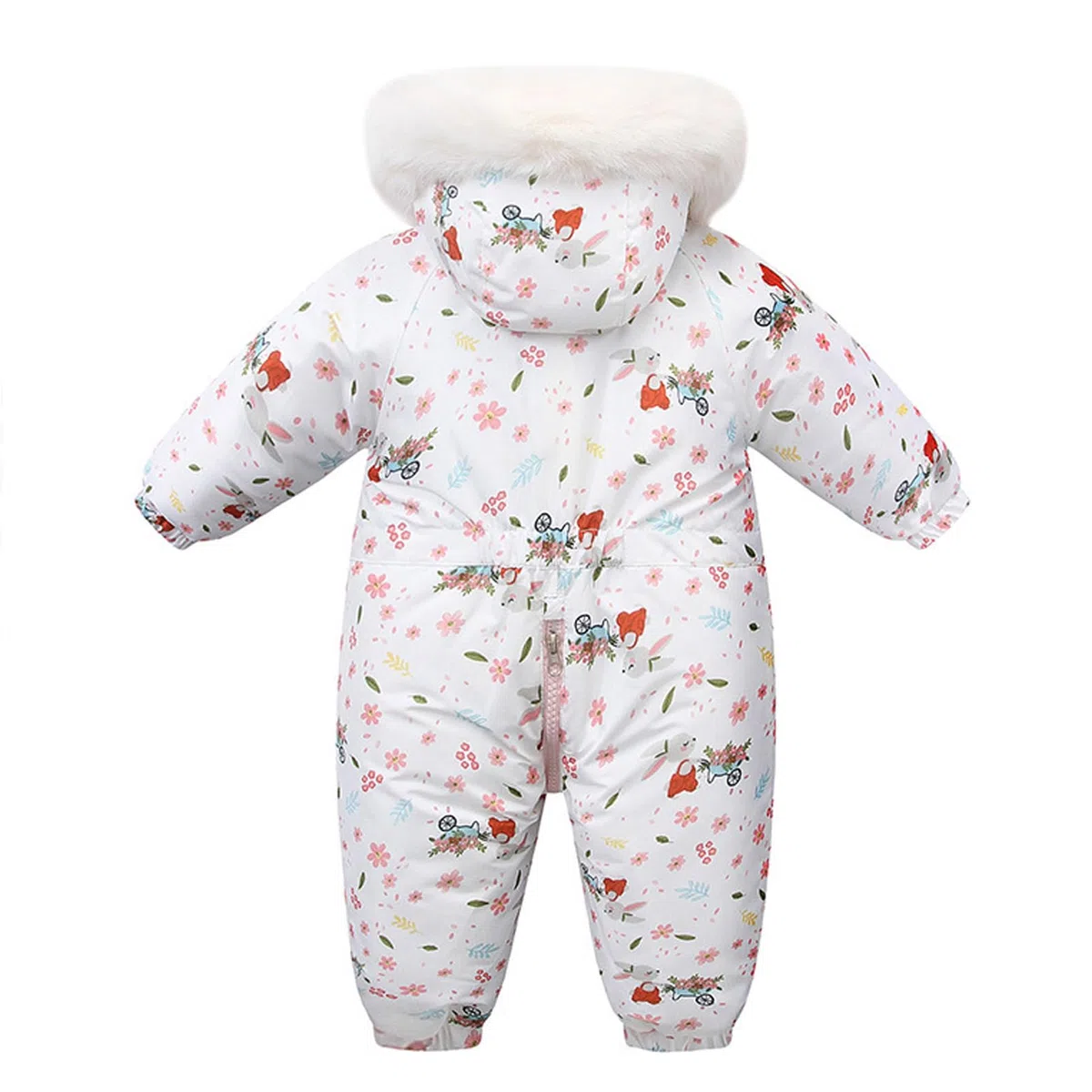 BRONG Bebé Invierno Mono de Nieve Mameluco niños Niñas Impermeable Monopieza con Capucha Traje de Esquí Forro Polar Al Aire Libre Estampado Cremallera Ropa