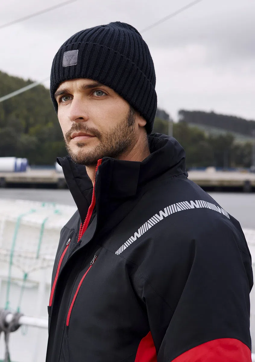 Teamwork WORKTEAM Parka con capucha combinada y detalles reflectantes, Acolchada. Ideal para trabajo, tiempo libre, etc. Unisex Negro+Gris-M