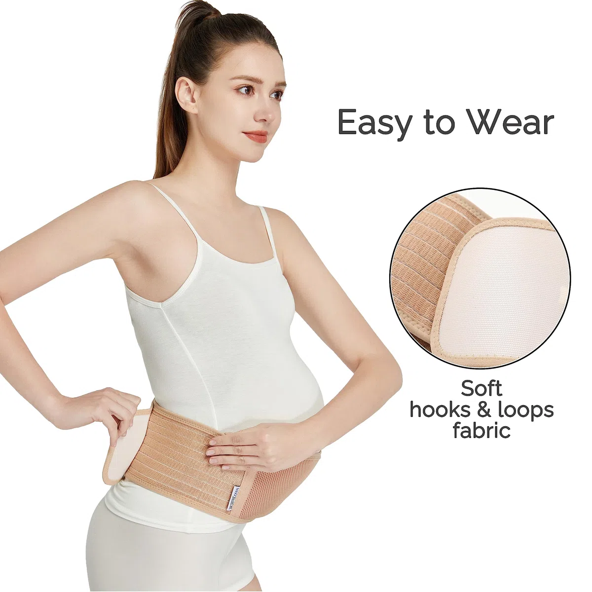 NEOtech Care Cinturón de Maternidad Ajustable - Faja Abdominal Ligera y Transpirable para Embarazadas (Beige, Talla normal)
