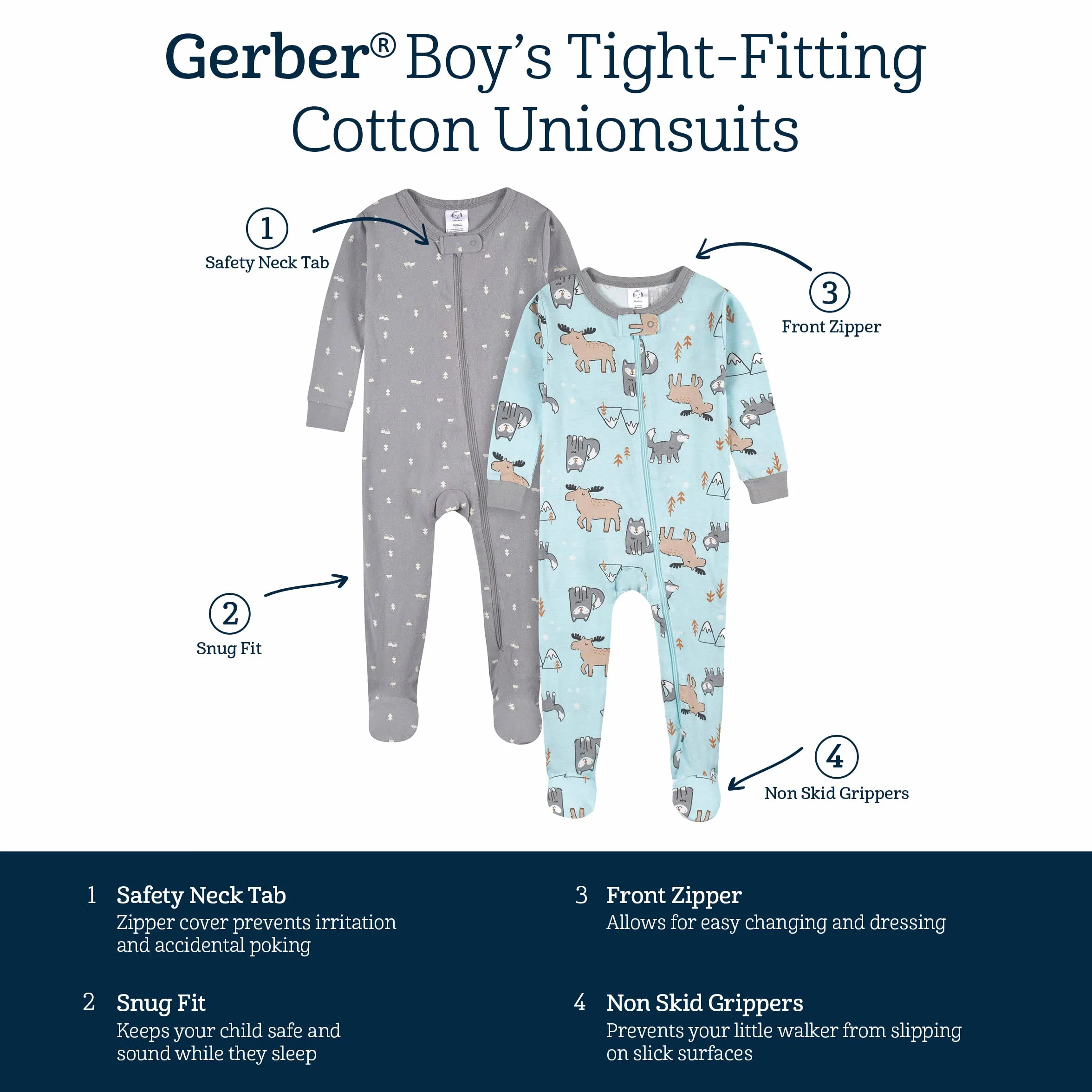 Gerber 4-Pack Footed Footed Pajamas Zapatillas para bebé y niño Bebé-Niños