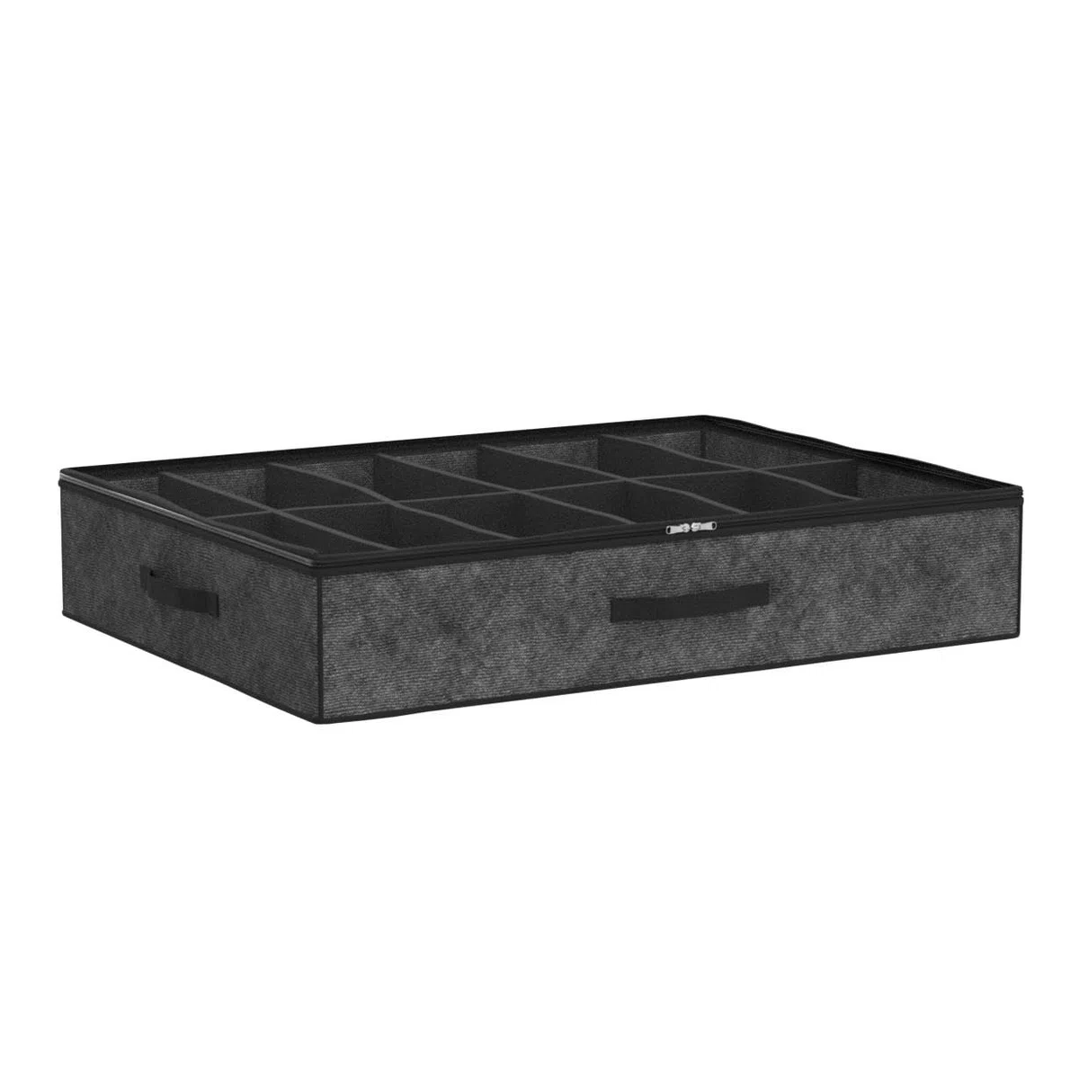 homyfort Juego de 2 Organizador de Zapatos Debajo de la Cama - Titular, Bolsas con Tapa Transparente 12 Pares x 2 Caja Plegable de Almacenaje, Negro Lino, XAUBSB2P