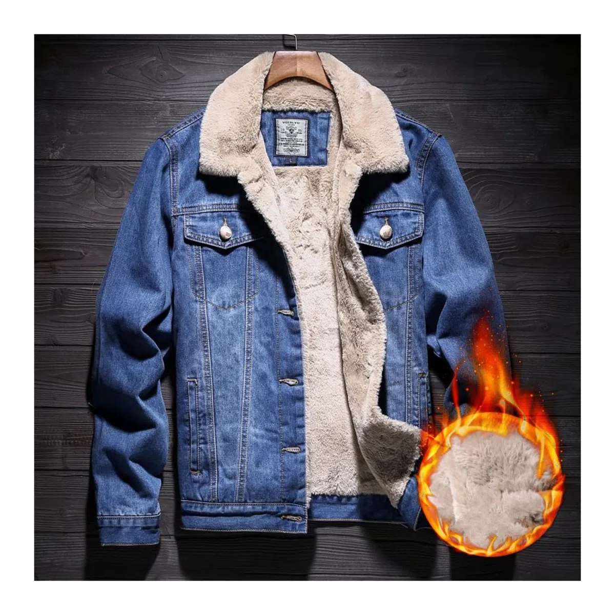 Chaqueta De Mezclilla Forrada para Hombre - Abrigo De Vaquero Occidental Sherpa De Invierno con Forro Polar, Mantiene Abrigado