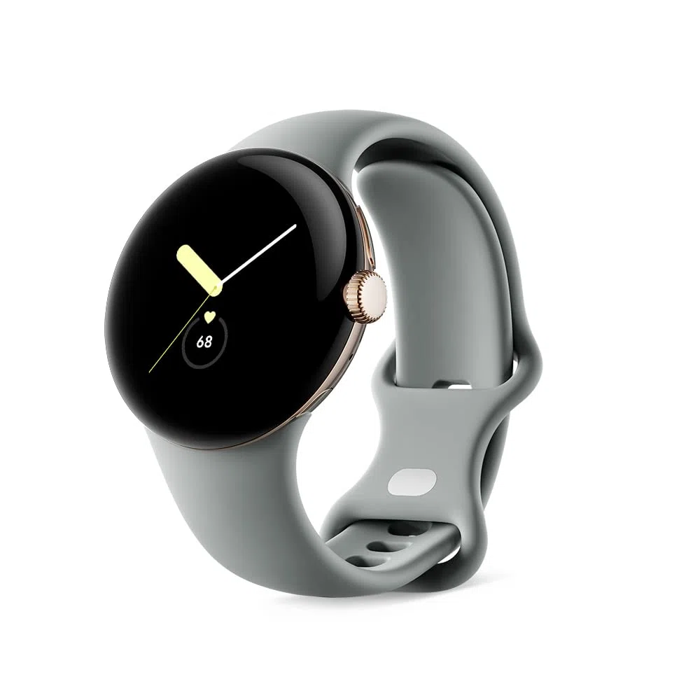 Google Google Pixel GA04123-TW GA04123-TW - Reloj con Monitor de frecuencia cardíaca, Caja de Acero Inoxidable, Color Dorado champán, Correa Activa (WiFi)