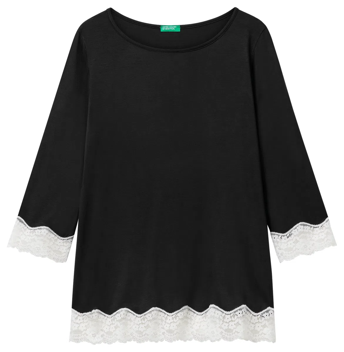 United Colors of Benetton Maglia M/L 3z123m07e Camiseta de Pijama, Negro, S Mujeres