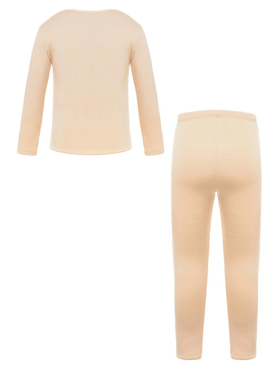 Conjunto de ropa interior térmica para niña con cuello redondo y leggings de ropa interior para gimnasia, baile y ballet