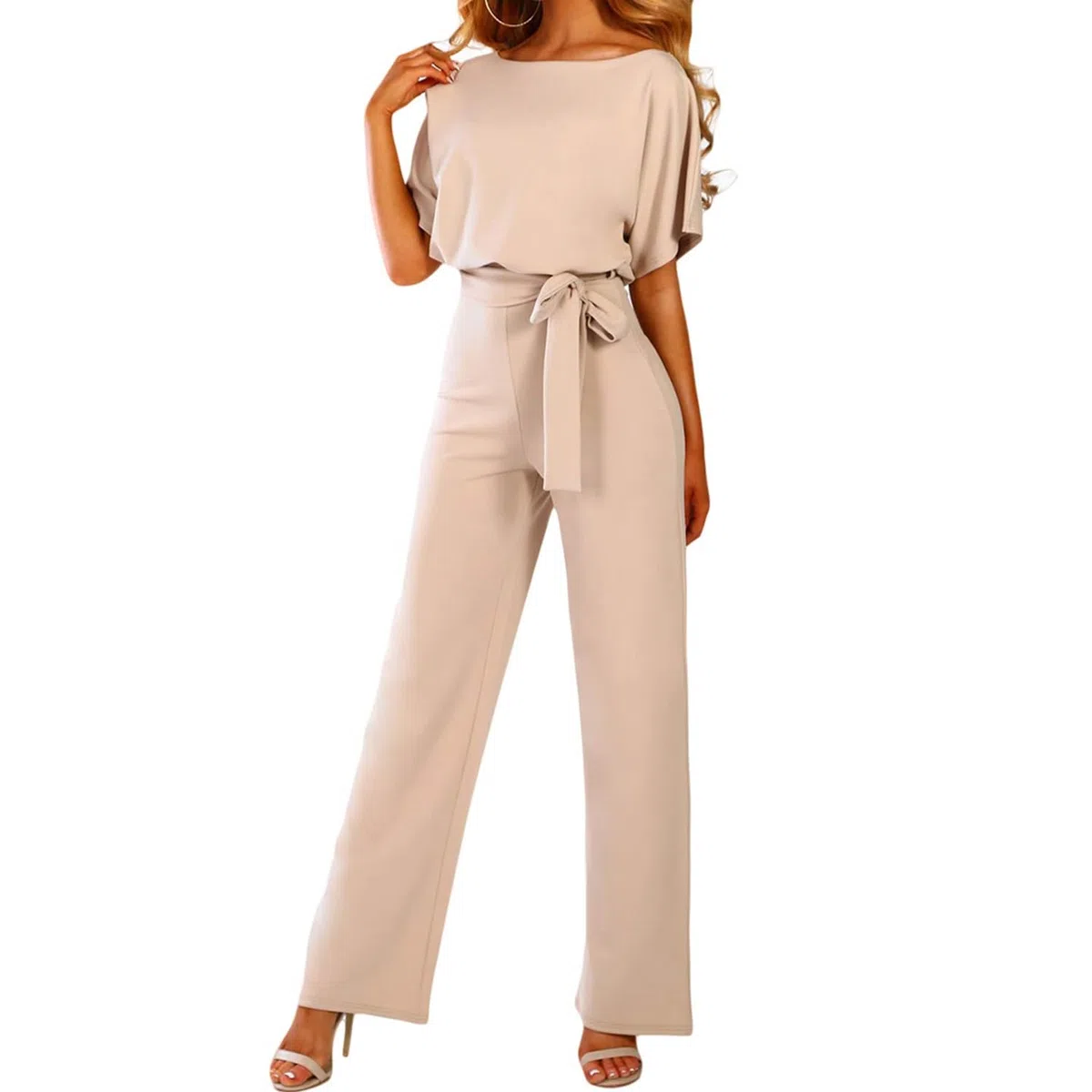 Mono para mujer manga corta pantalones elegantes mono informal suelto con cinturón