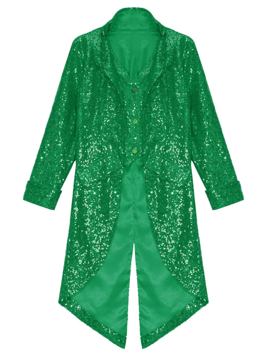 Alvivi Chaqueta Esmoquin de Lentejuelas para Niño Chaqueta de Medieval Steampunk Vintage Gótico Chaqueta de Traje y Blazer Fiesta Disfraces Carnaval 5-16 Años
