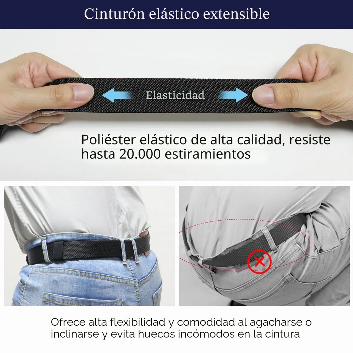 LionVII Cinturón de trinquete elástico con hebilla automática, ajustable y elástico, cinturón de trabajo para hombre, 130 cm