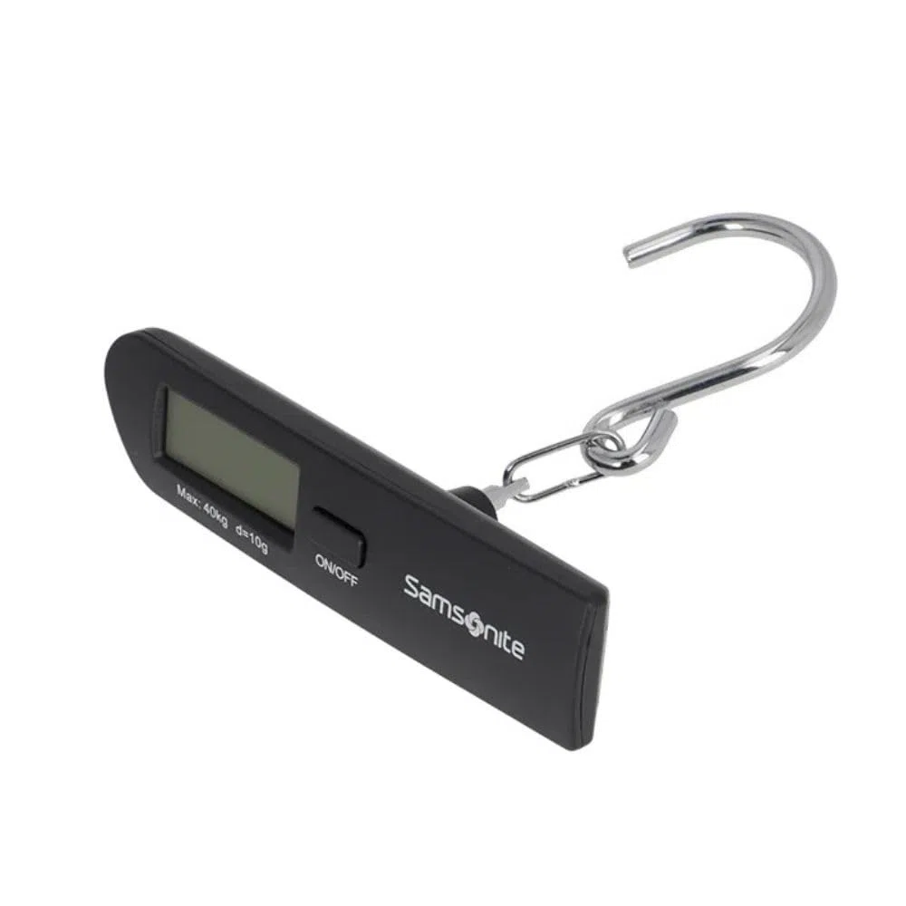 Samsonite Global TA – Báscula Digital para Equipaje con Gancho, Pantalla LCD Precisa, Compacta y Portátil, Báscula Digital para Equipaje para Maletas y Bolsas de Viaje, Negro