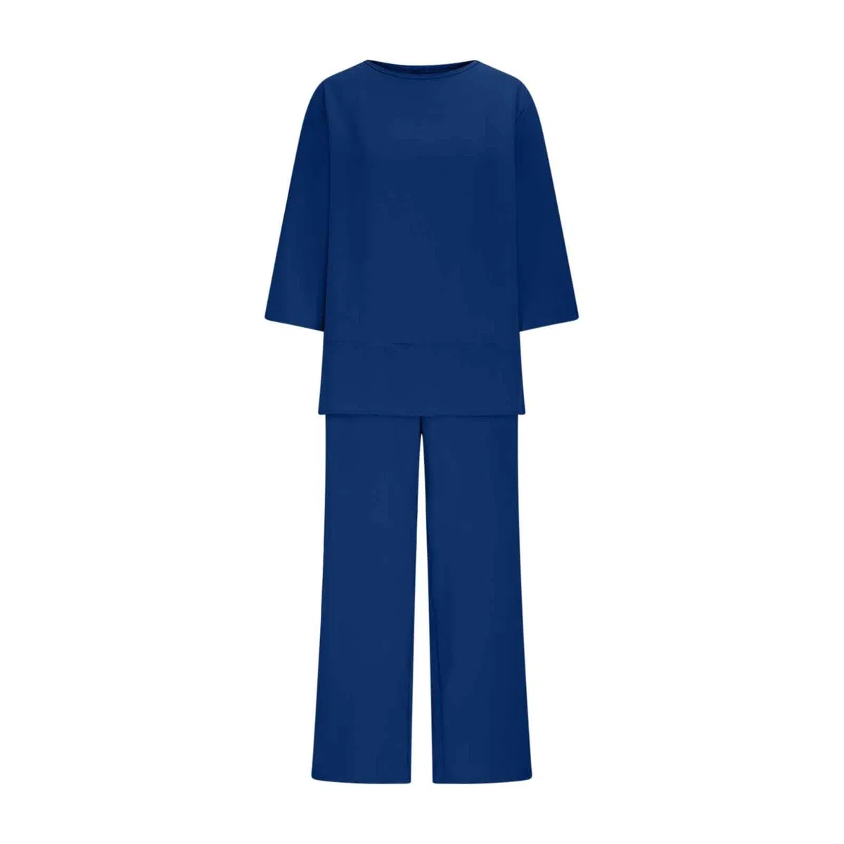 Conjunto Mujer Vestir Dos Piezas,2 Piezas Talla Grande Conjunto de Verano Otoño Algodón y Lino Camiseta de Manga 3/4 y Pantalones Ancho Suelto Oficina Casual Traje Color Sólido Cómodo Set