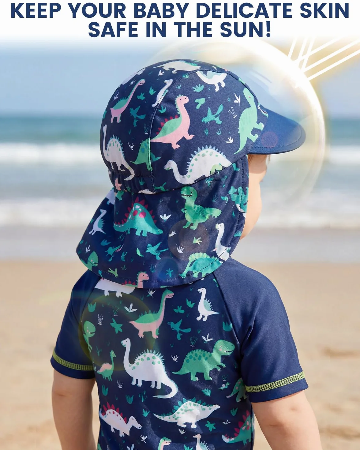 JiAmy Conjunto de 3 piezas de camiseta de protección contra erupciones para niños pequeños con traje de baño de manga corta para niños