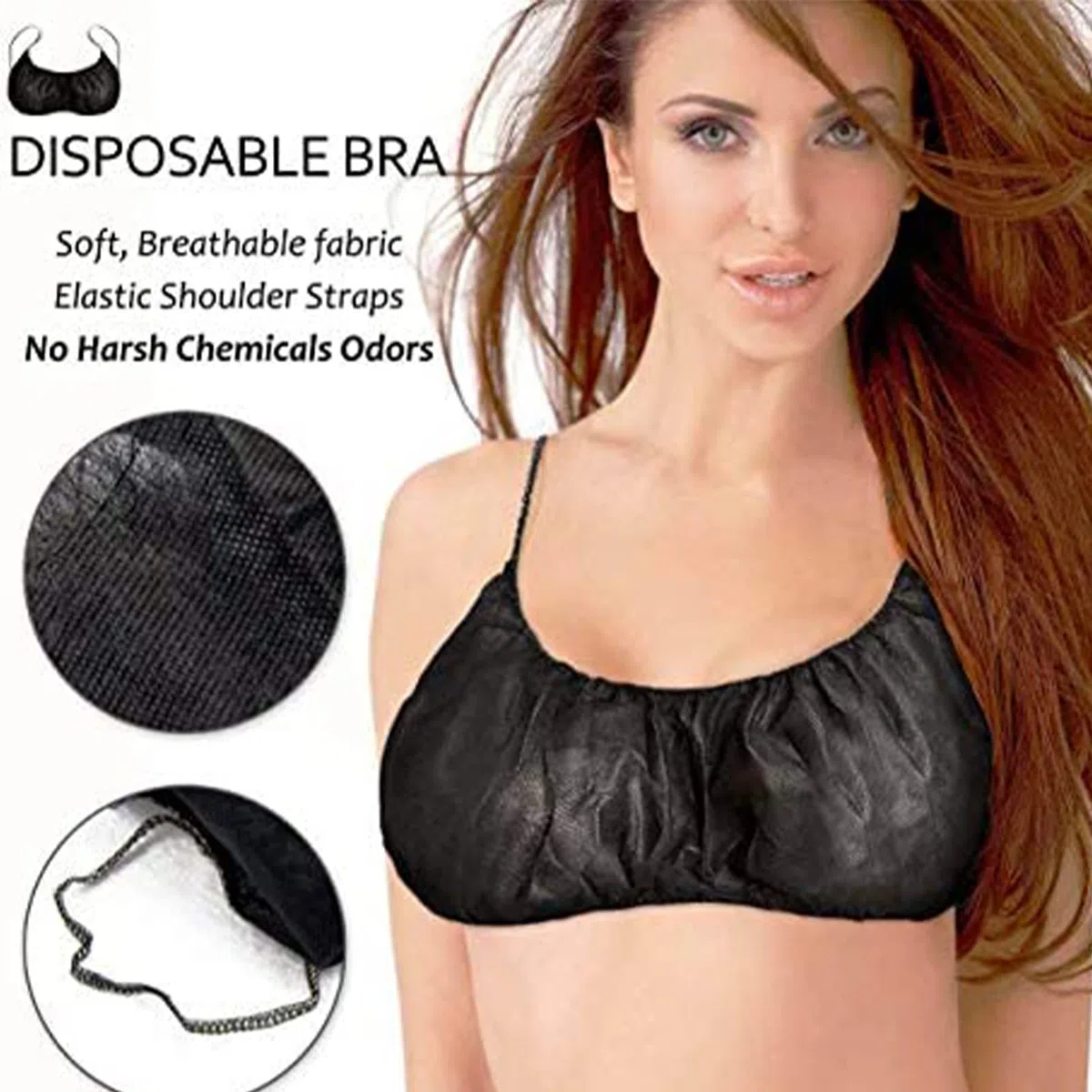 Syfunlv 50 brasieres desechables, súper suaves, de alta calidad, de tela no tejida, para mujeres, para spa, masaje, depilación, viajes, maternidad, hospital, viajes, playa, vacaciones, emergencia