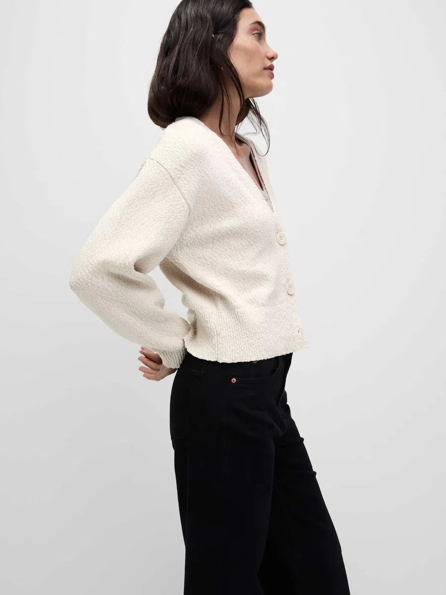 Marks & Spencer Cárdigan Cómodo de Cuello de Pico Texturizado con Alto Contenido en Algodón para Mujer, Ajuste Relajado
