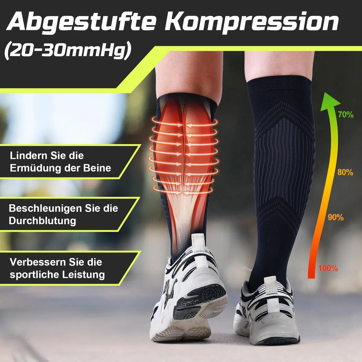 PRAOAHEI 2 pares de calcetines de compresión, calcetines de compresión, calcetines de trombosis, 20-30 mmhg, calcetines de apoyo para hombre y mujer, para deportes, ciclismo, viajes, embarazo, vuelo,